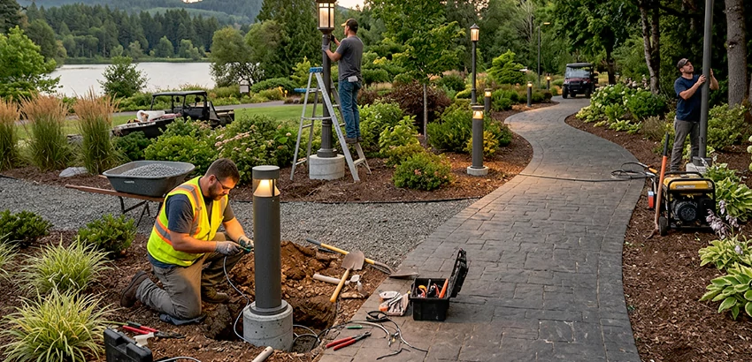 Landscape Post, Pole, and Bollard Lighting Installation in Rogers